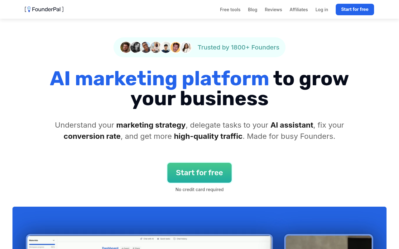 Screenshot of FounderPal: Your AI-Powered Marketing Co-Pilot