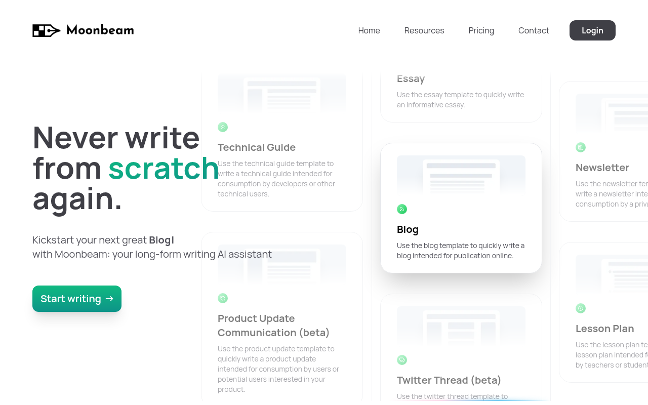 Screenshot of Moonbeam AI Review: Effortless Long-Form Content Creation