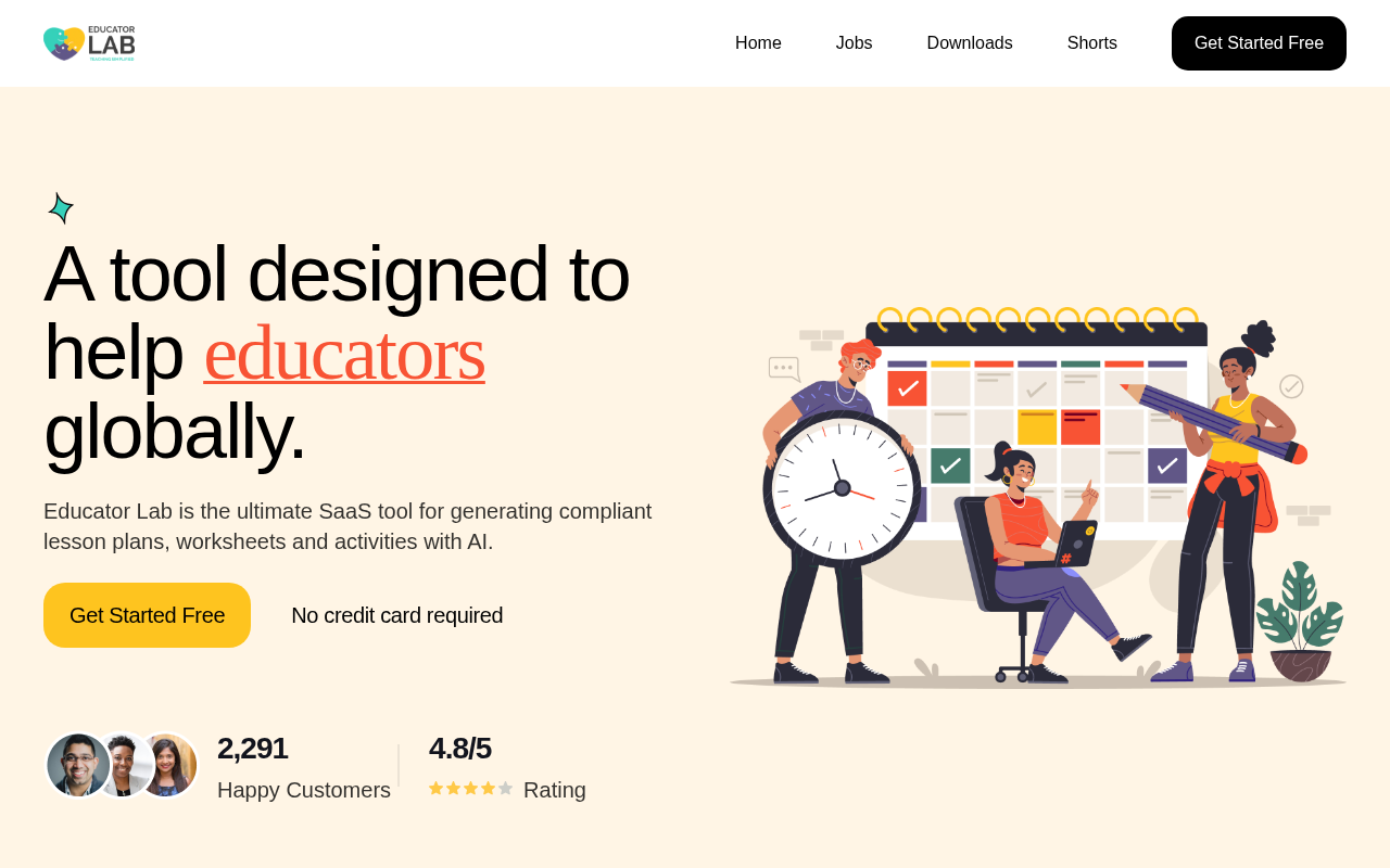Screenshot of Educator Lab: AI-Powered Lesson Plans & Resources for Teachers