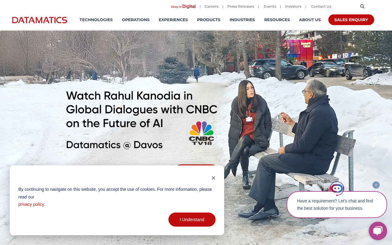 Screenshot of Datamatics: Deep Digital Solutions for Enterprise Transformation