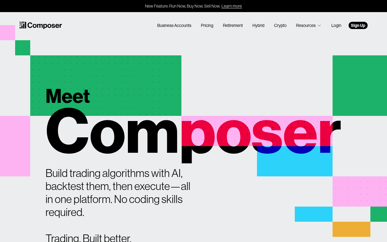 Screenshot of Composer: AI-Powered Algorithmic Trading for Everyone