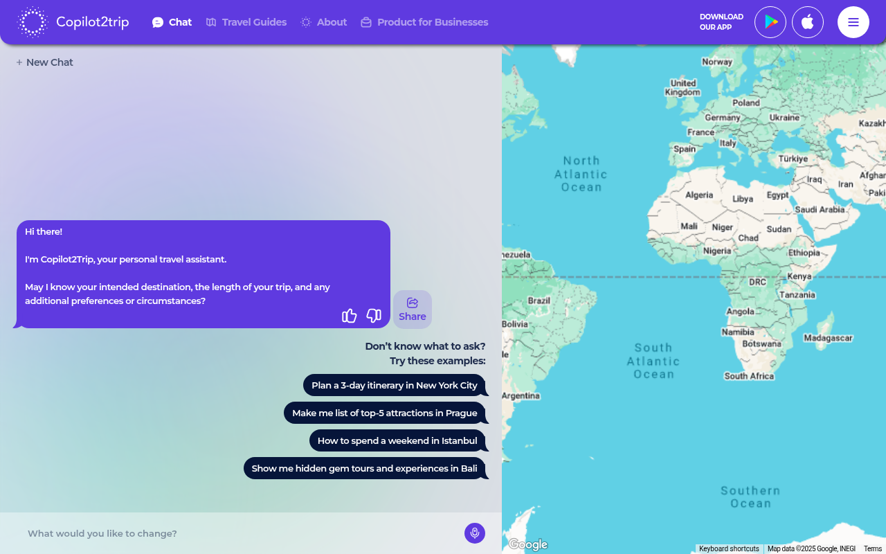 Screenshot of Copilot2trip: AI-Powered Travel Planning Made Easy