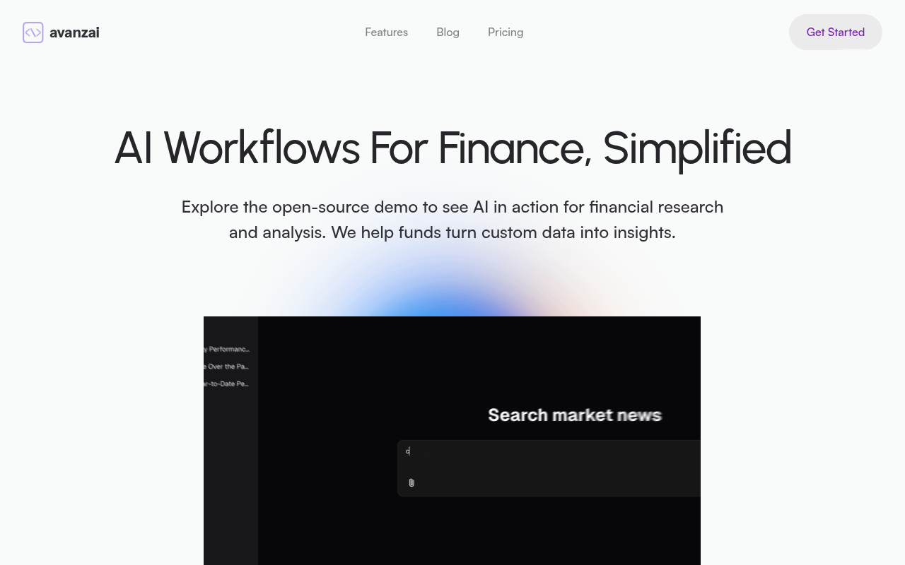 Screenshot of Avanzai: AI-Powered Workflow Automation for Financial Services