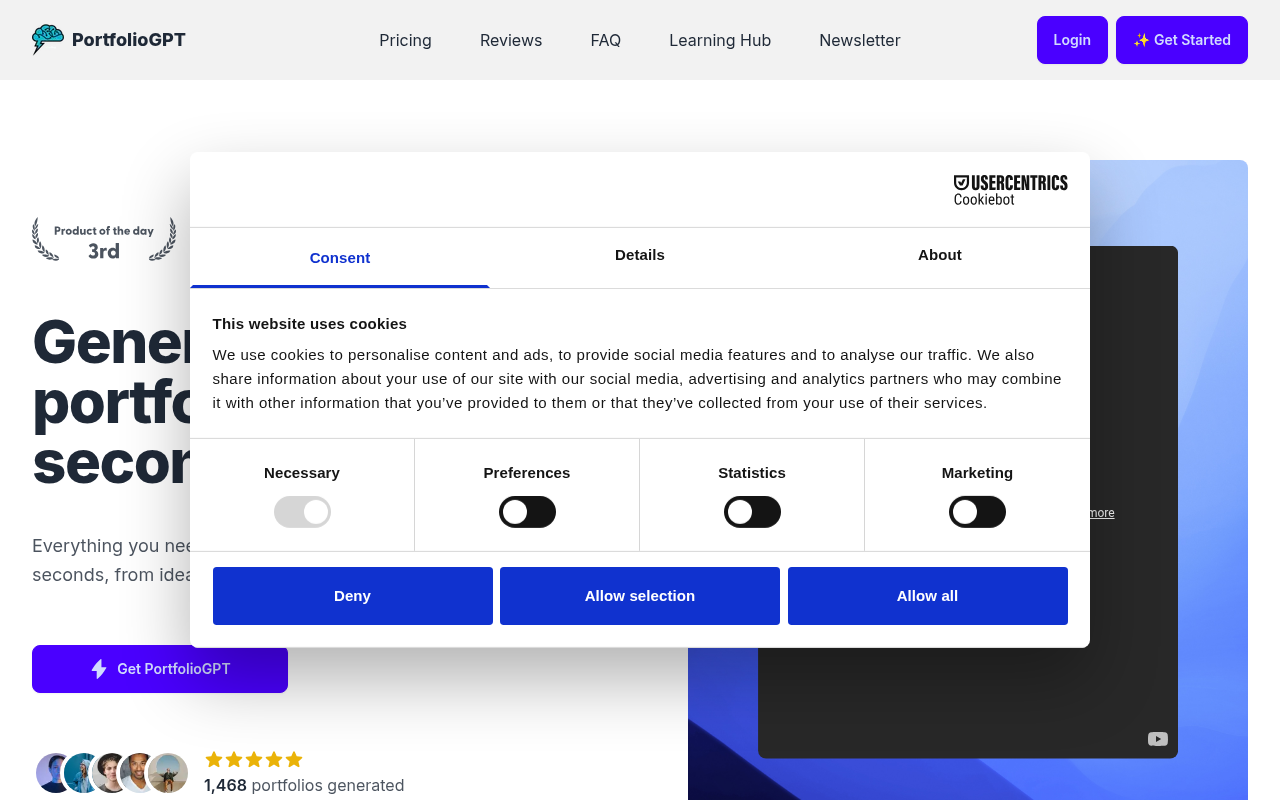 Screenshot of PortfolioGPT: AI-Powered Investment Portfolio Generation Made Easy