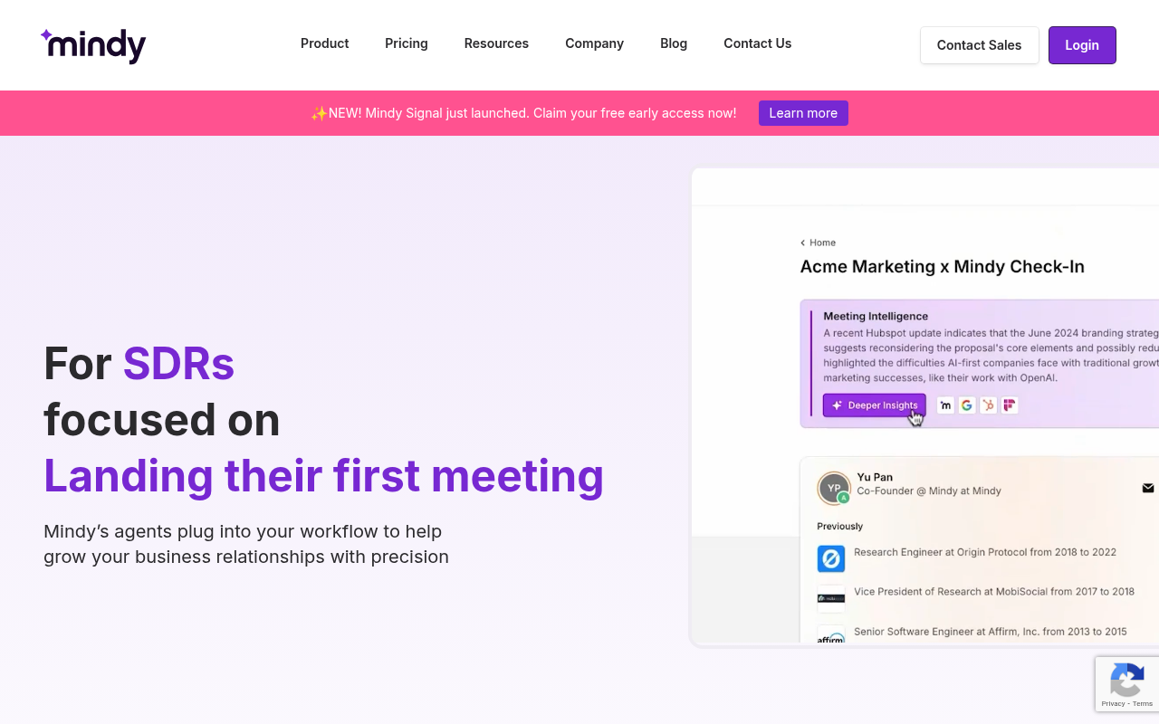 Screenshot of Mindy: AI-Powered Relationship Growth for Professionals