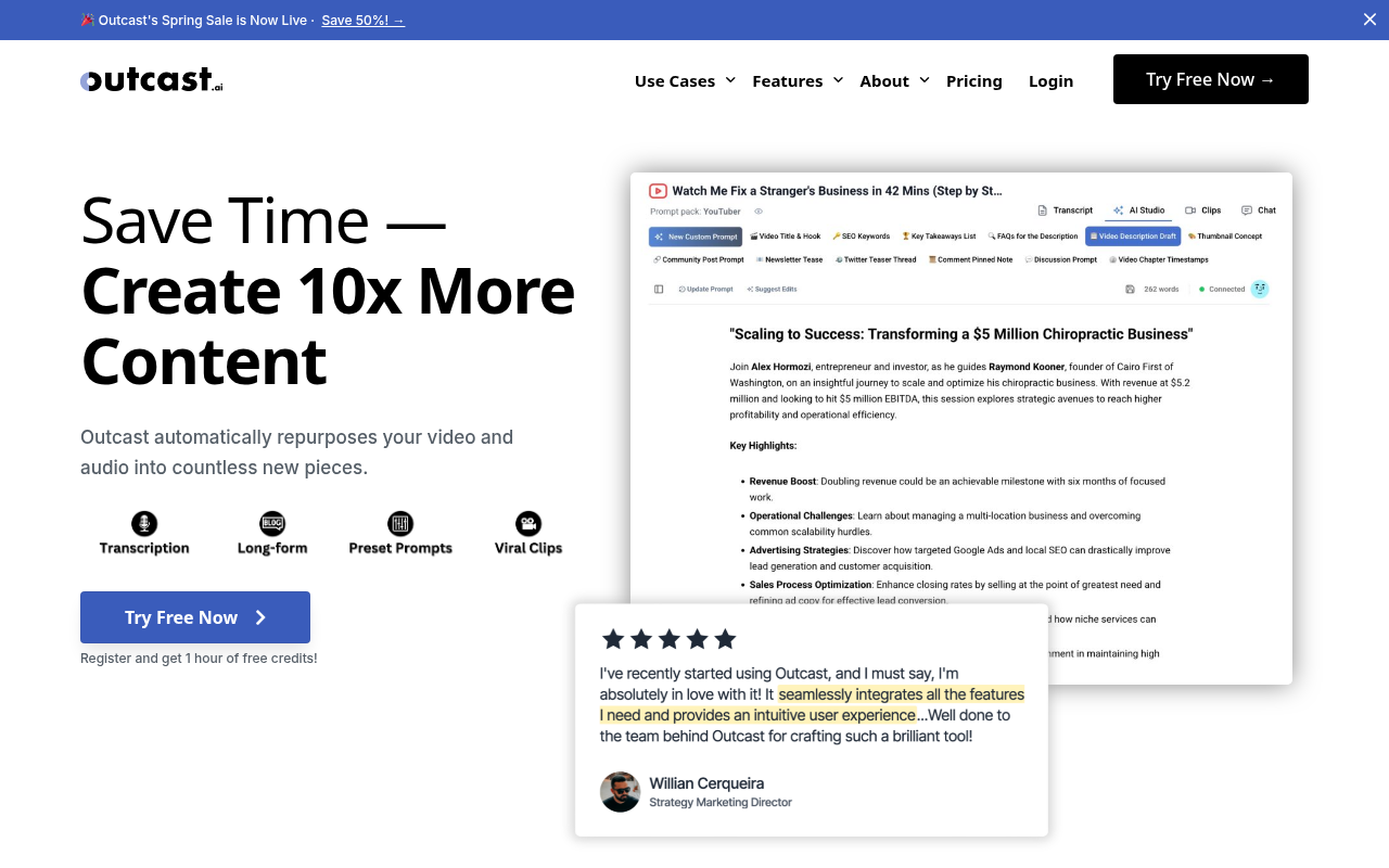 Screenshot of Unlock Content Creation: A Review of Outcast AI