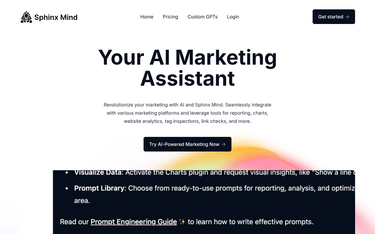 Screenshot of Unlock Marketing Success with Sphinx Mind AI