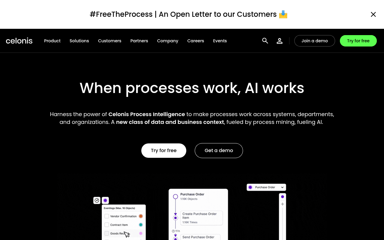 Screenshot of Celonis: AI-Powered Process Optimization for Maximum ROI