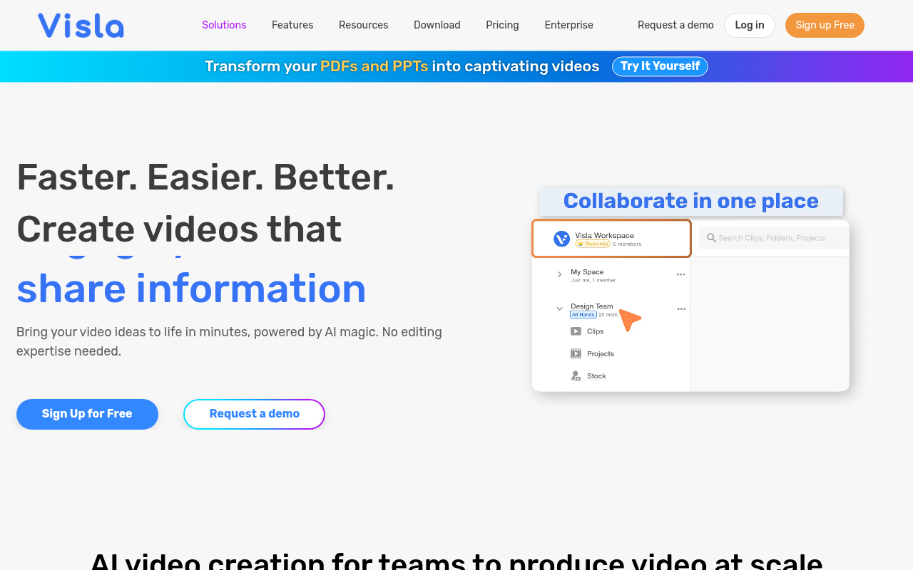Screenshot of Visla: AI-Powered Video Creation for Effortless Business Marketing