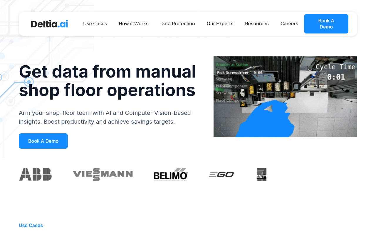 Screenshot of Deltia.ai: AI-Powered Productivity for Assembly Lines