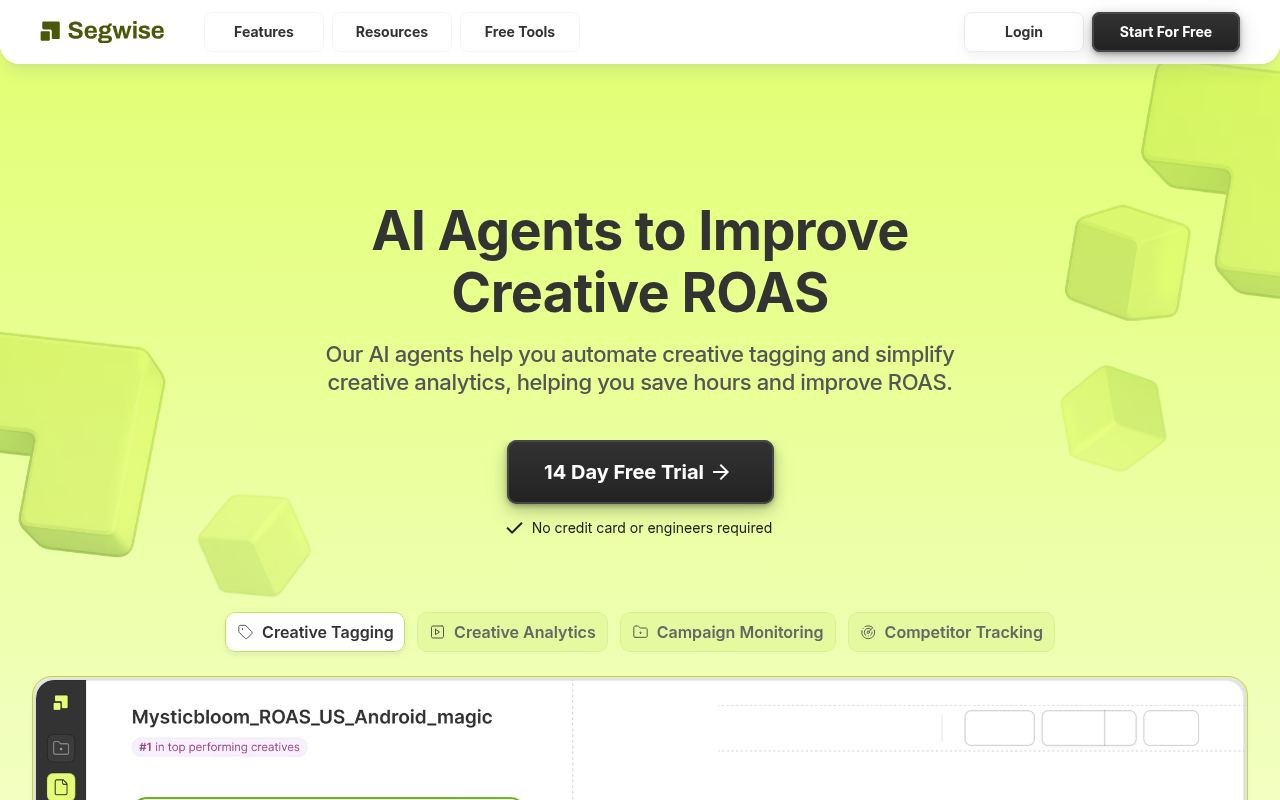 Screenshot of Segwise AI: Supercharge Your Ad Campaigns with Data-Driven Creative