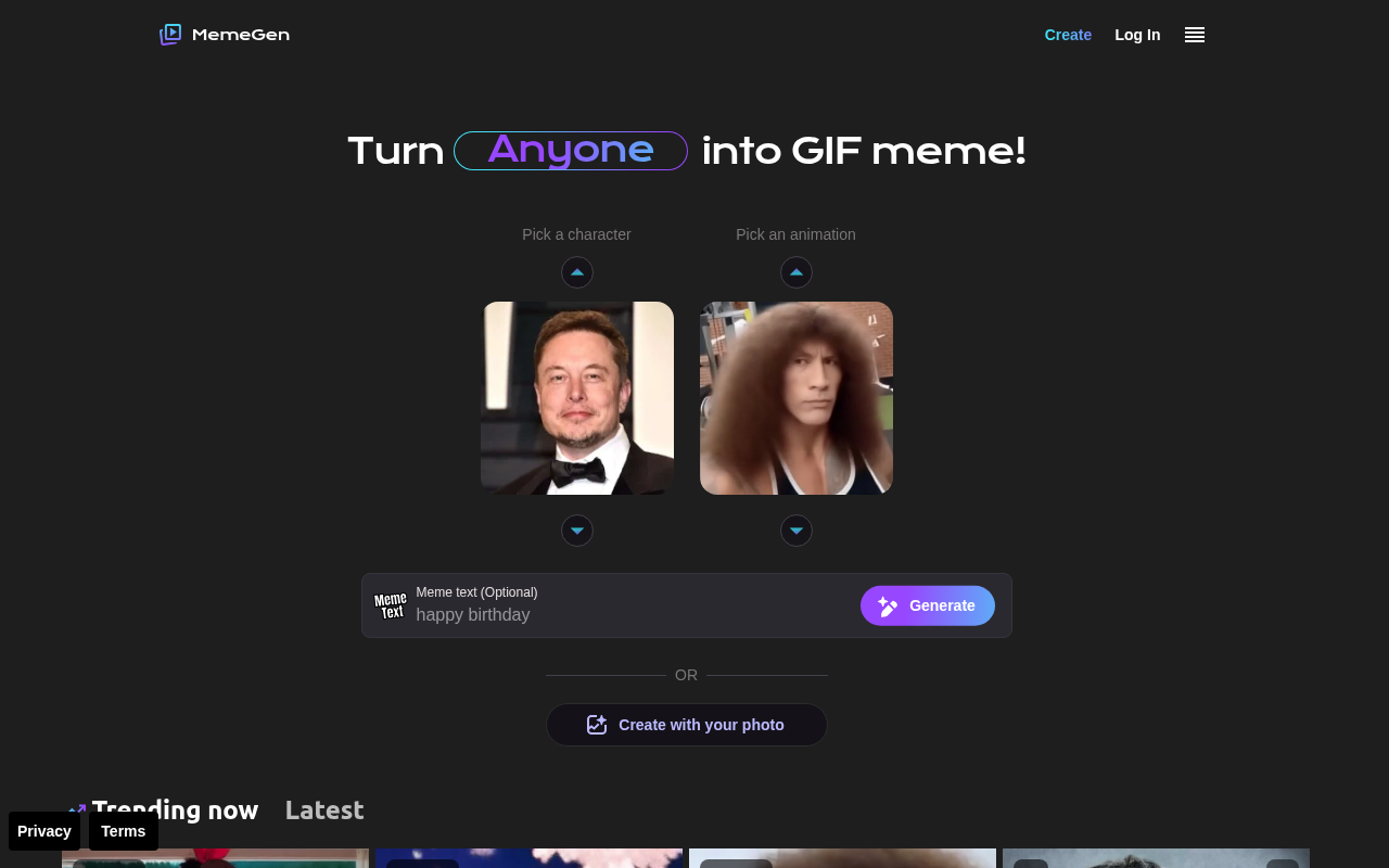 Screenshot of MemeGen AI: Your Go-To AI Meme Generator for Instant Laughs