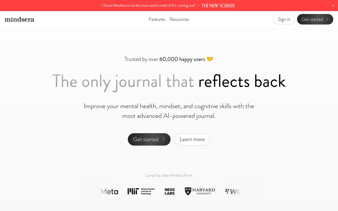Screenshot of Mindsera AI: Your Personalized Mental Wellness Journal