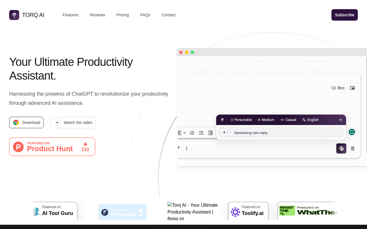 Screenshot of Torq AI: Supercharge Your Productivity with AI-Powered Tools