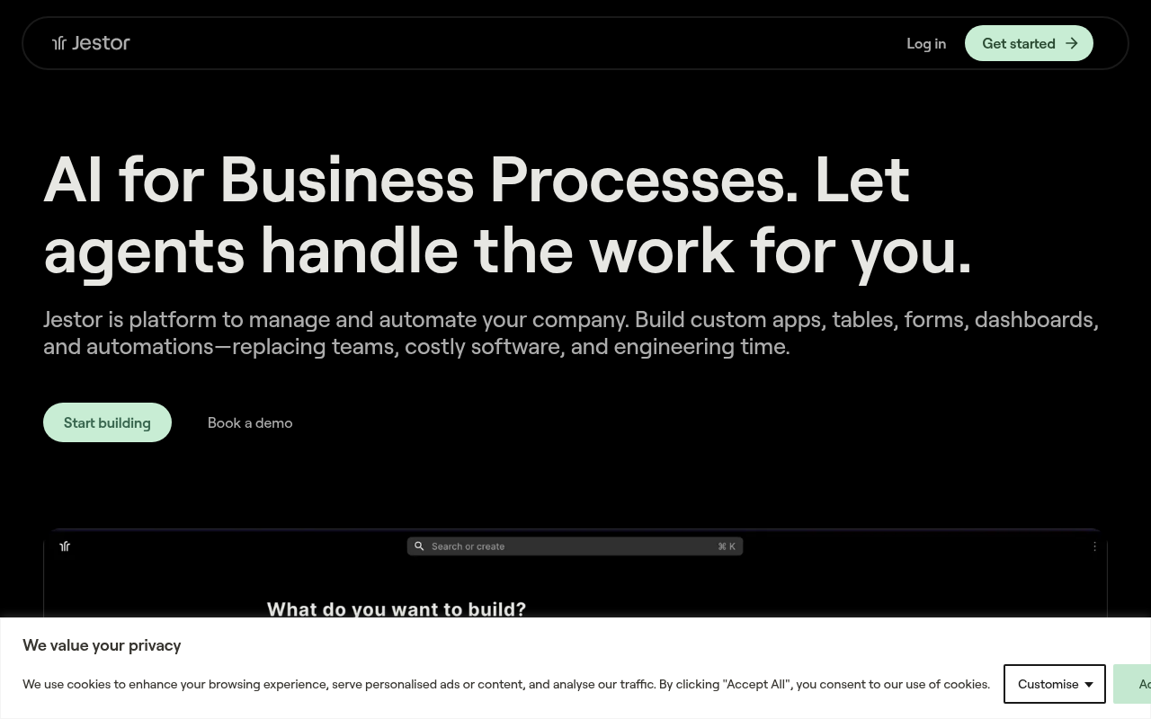 Screenshot of Jestor: Build Custom Business Tools Without Code