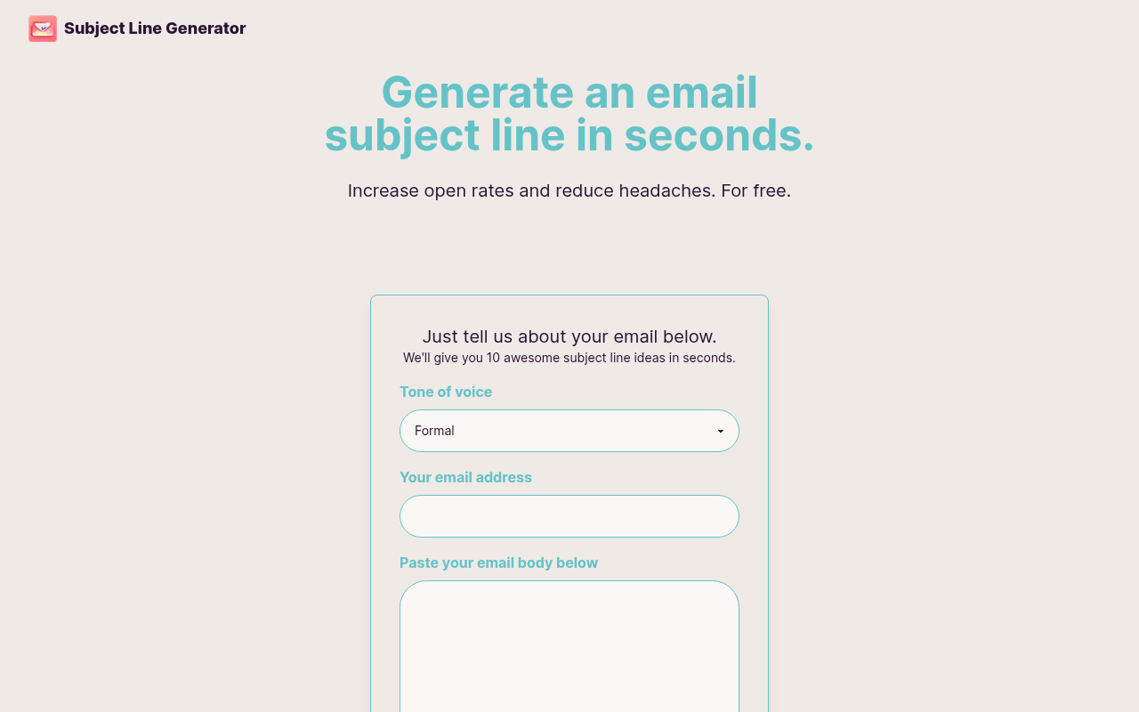 Screenshot of Supercharge Your Emails: A Review of Subject Line Generator