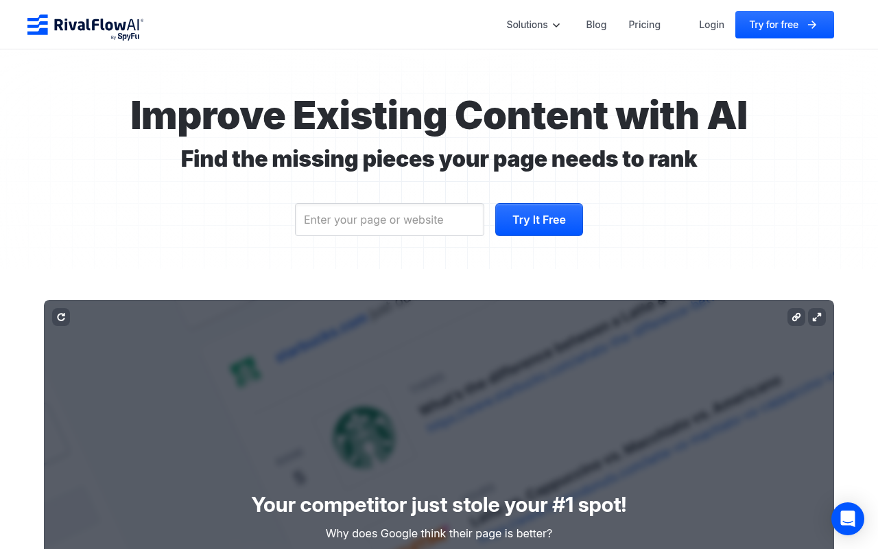 Screenshot of RivalFlow AI: Outsmart Your SEO Competition with AI-Powered Insights