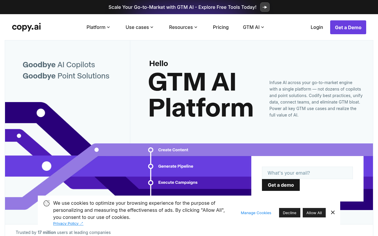 Screenshot of Boost Sales with AI: A Review of Copy.ai's GTM Platform