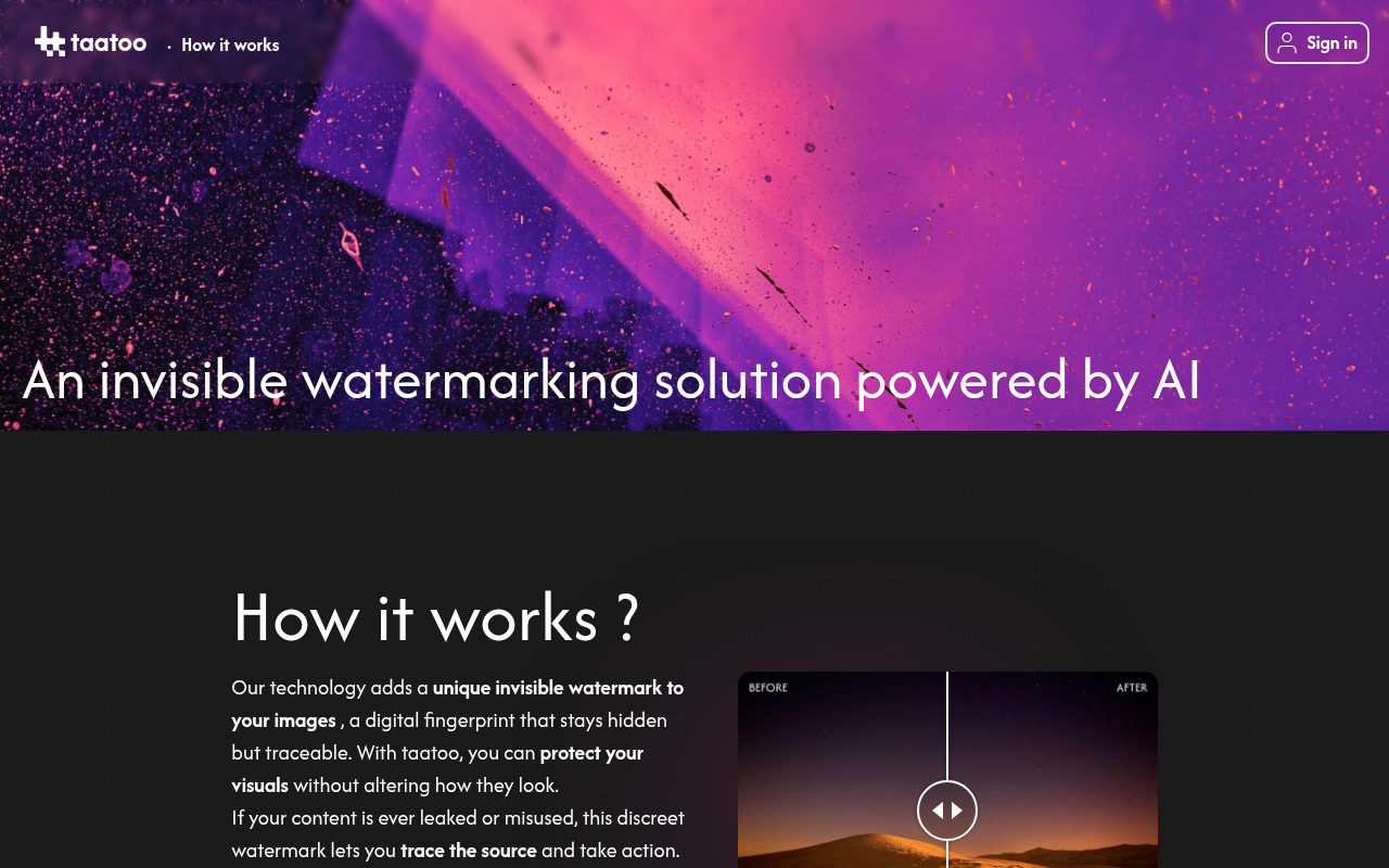 Screenshot of Taatoo: Invisible Watermarking for Image Protection