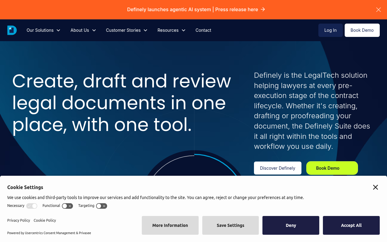 Screenshot of Definely: AI-Powered Contract Review & Drafting for Legal Professionals