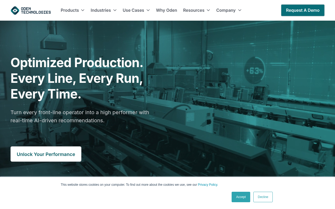 Screenshot of Oden: AI-Powered Manufacturing Optimization for Frontline Teams
