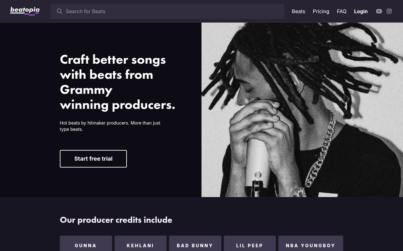 Screenshot of Beatopia: Your Source for High-Quality Type Beats