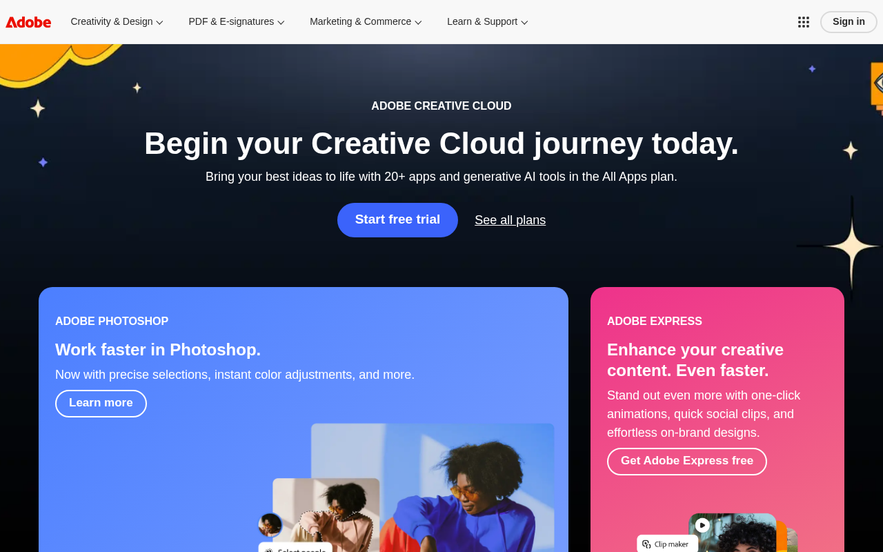 Screenshot of Adobe: Unleash Your Creative Potential with AI-Powered Design Tools