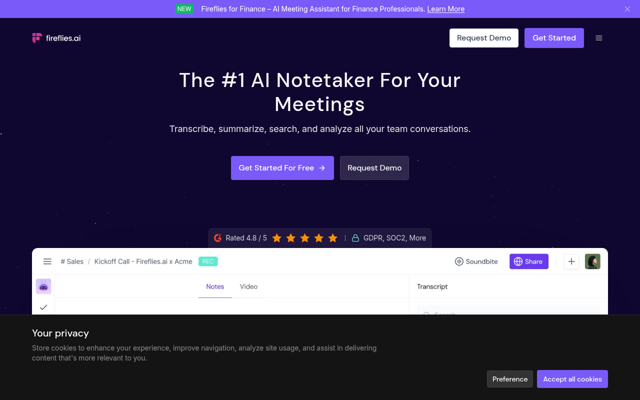 Screenshot of Fireflies.ai Review: AI-Powered Meeting Management and Transcription