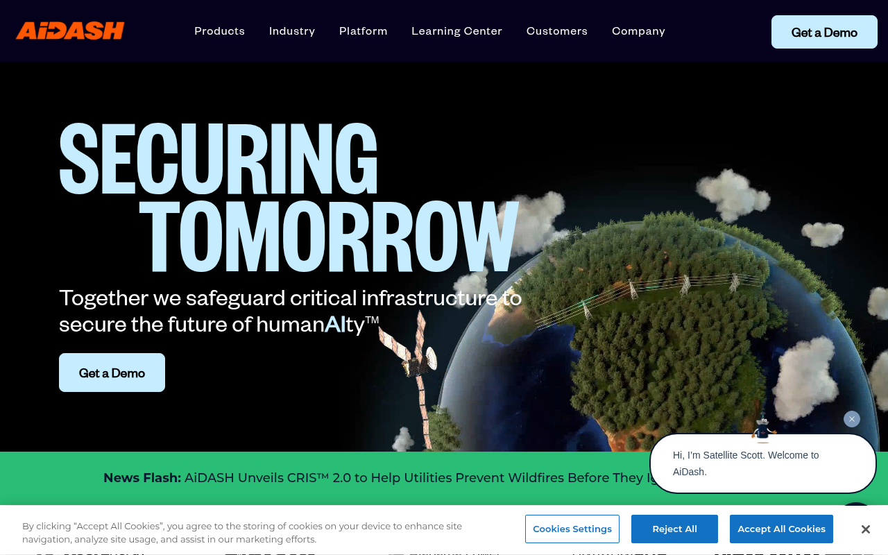 Screenshot of AiDASH: AI-Powered Satellite Monitoring for Critical Infrastructure