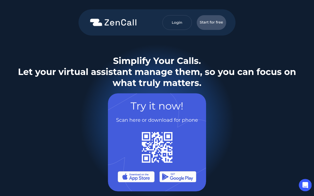 Screenshot of ZenCall AI: Your AI-Powered Virtual Call Assistant
