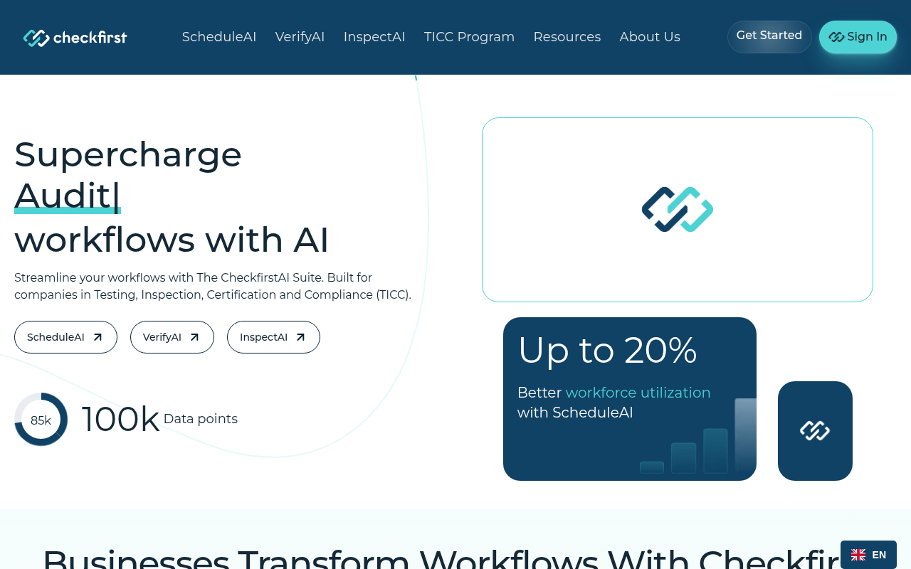 Screenshot of Checkfirst AI: Revolutionizing TIC Operations with AI
