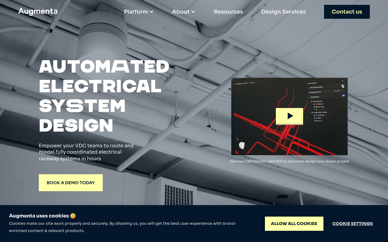 Screenshot of Augmenta AI: Revolutionizing Electrical Design with Automation