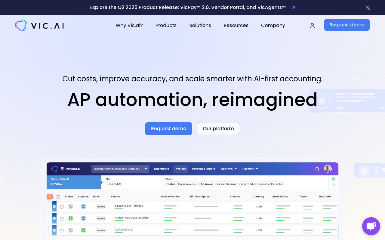 Screenshot of Vic.ai: AI-Powered AP Automation for Next-Level Efficiency