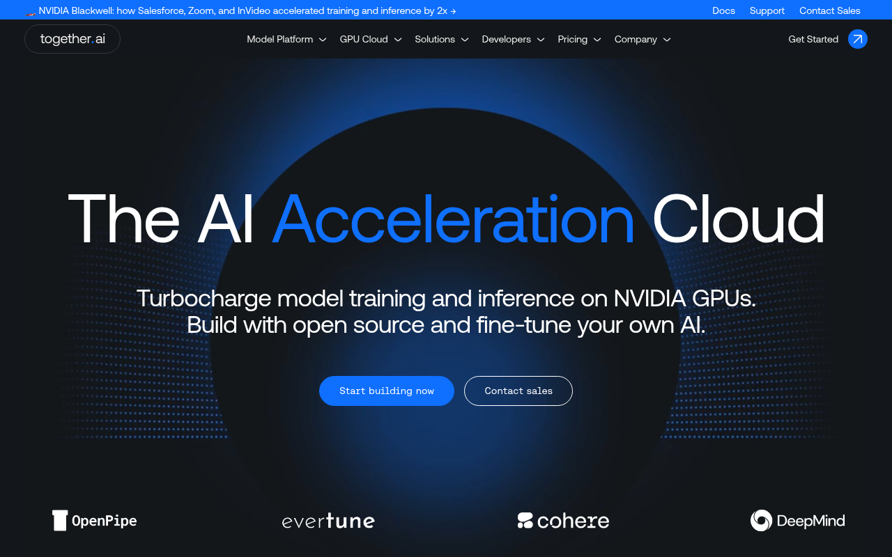 Screenshot of Together AI: Supercharging Generative AI Development