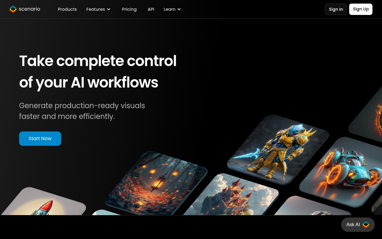 Screenshot of Scenario AI: Streamline Your AI Visual Creation