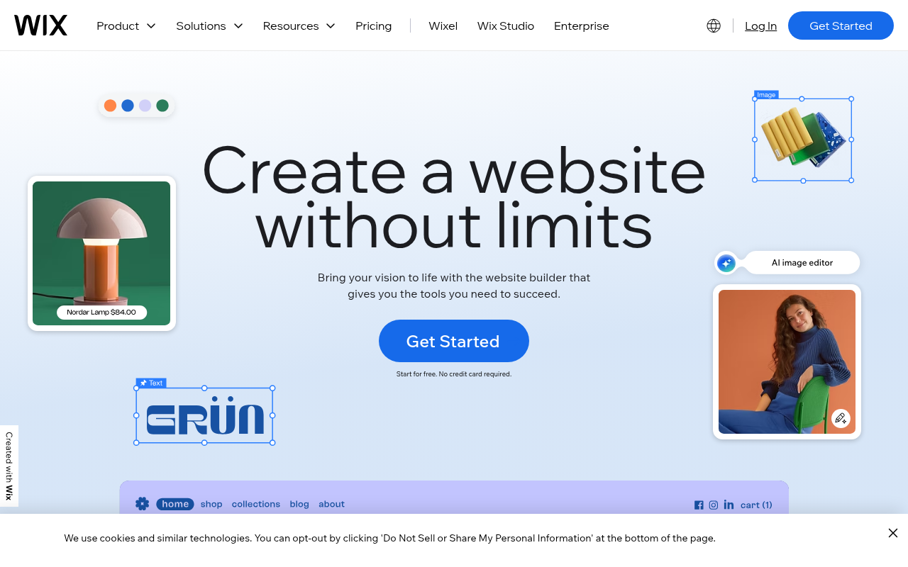 Screenshot of Wix: Build Your Dream Website with AI - Effortless Design & Powerful Tools