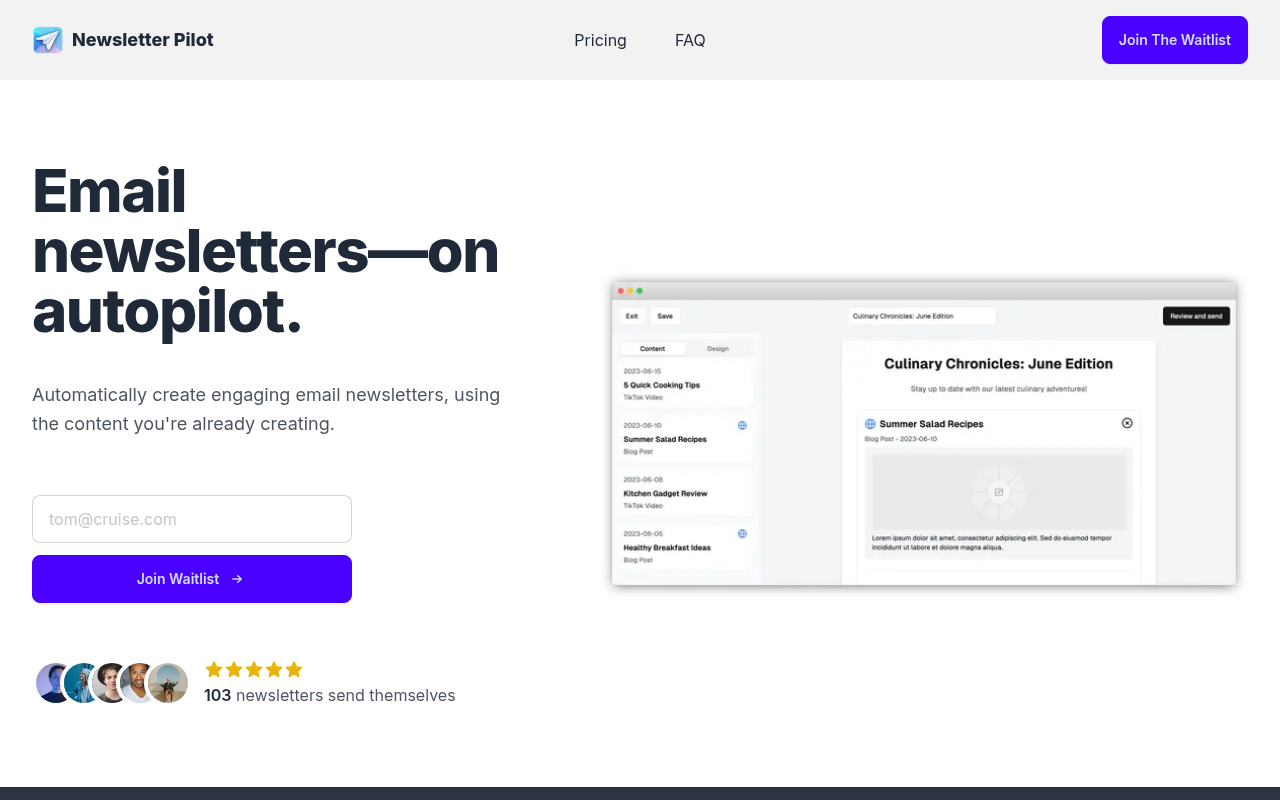 Screenshot of Newsletter Pilot: AI-Powered Email Marketing Automation