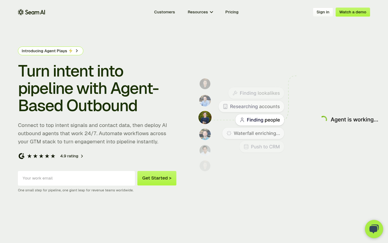 Screenshot of Seam AI: Automate Your Sales Pipeline with AI-Powered Workflows