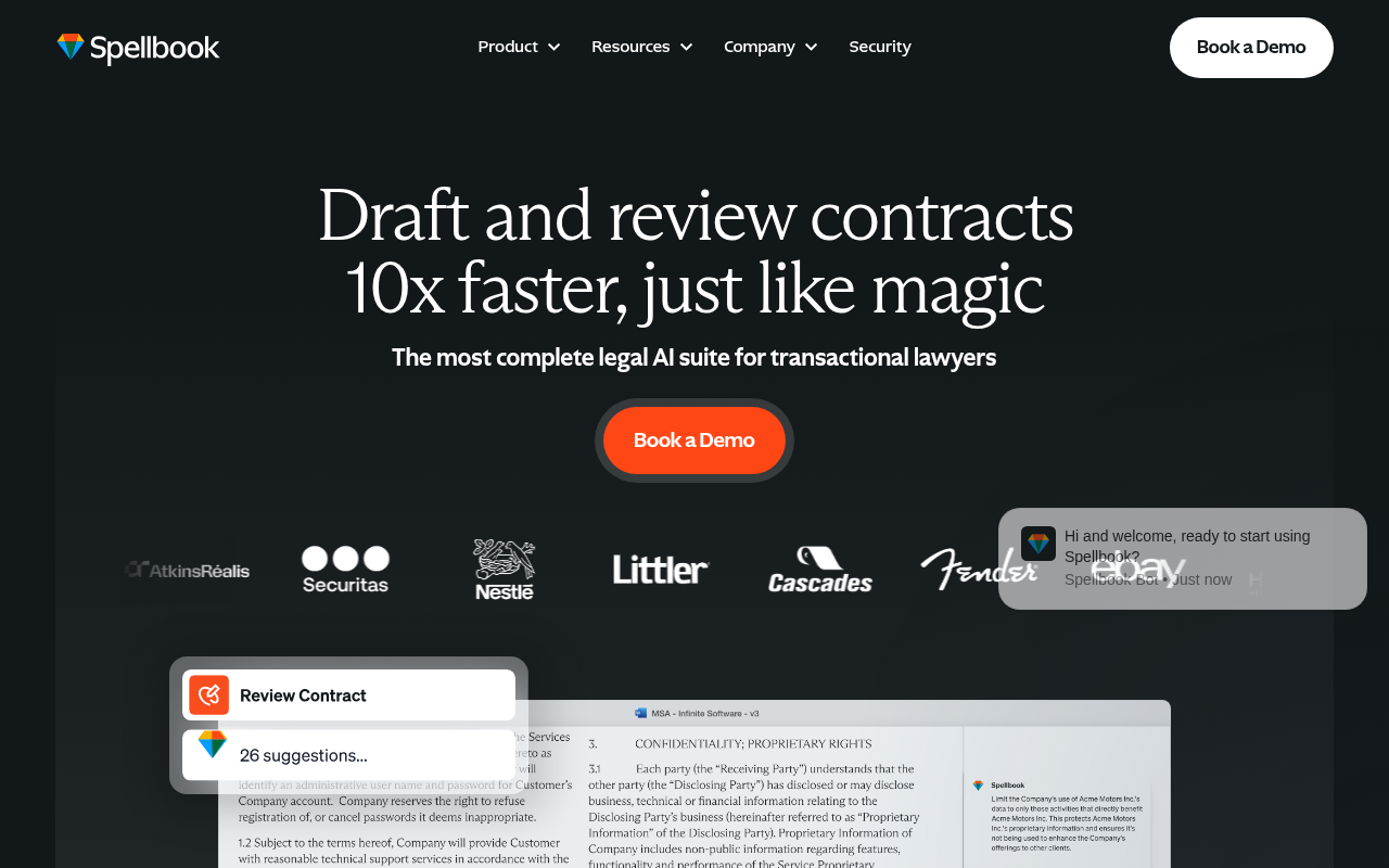 Screenshot of Spellbook AI: Revolutionizing Legal Contract Workflows