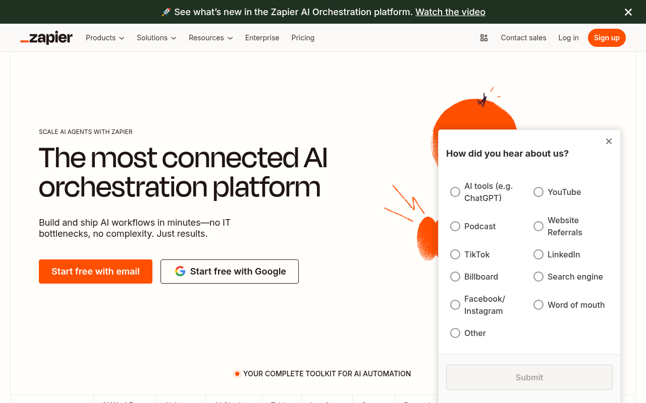 Screenshot of Zapier: Your AI Workflow Automation Powerhouse