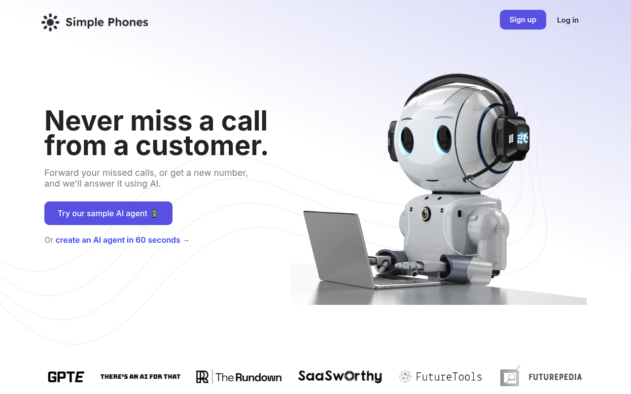 Screenshot of Simple Phones AI: Revolutionizing Customer Communication