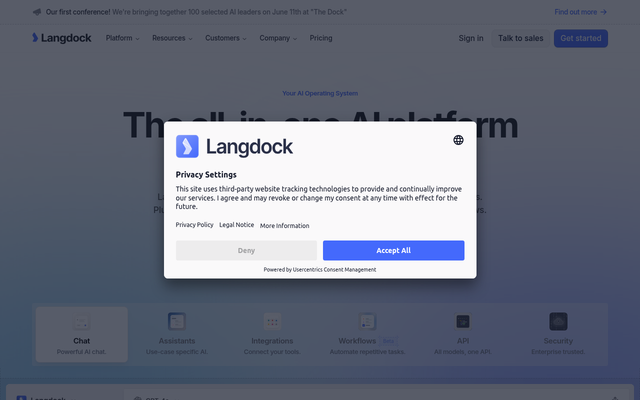 Screenshot of Langdock Review: AI Power for Your Entire Company