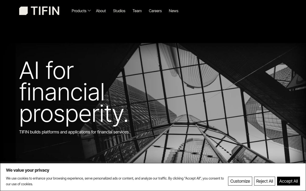 Screenshot of TIFIN: AI-Powered Financial Insights for Smarter Investing