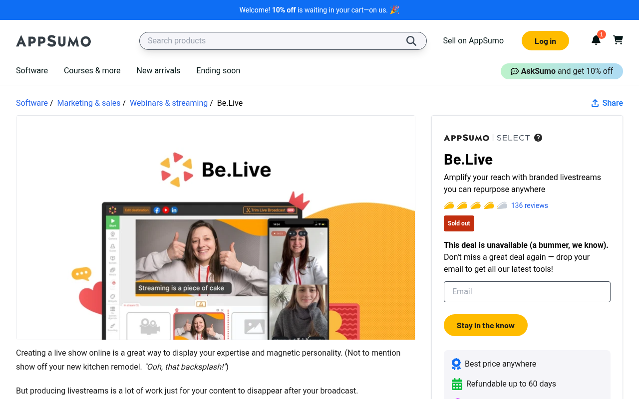 Screenshot of Be.Live: Stream Smarter, Reach Further with AI-Powered Live Video