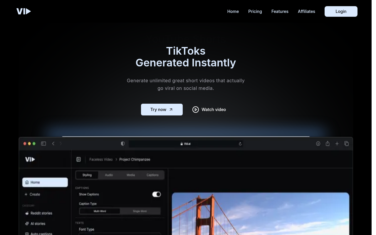 Screenshot of VidAI: Transform Your Videos with AI-Powered Editing