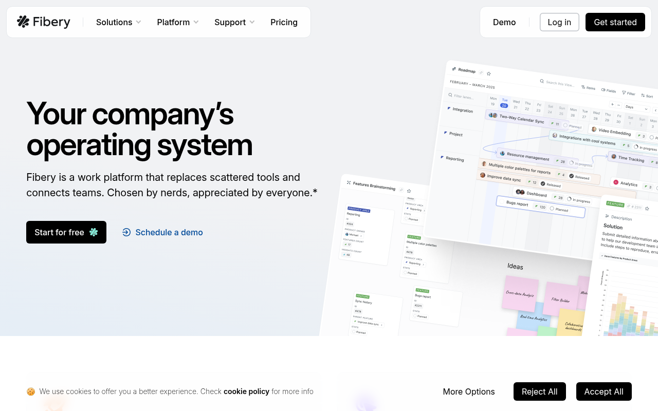 Screenshot of Fibery: The Connected Workspace for Modern Teams