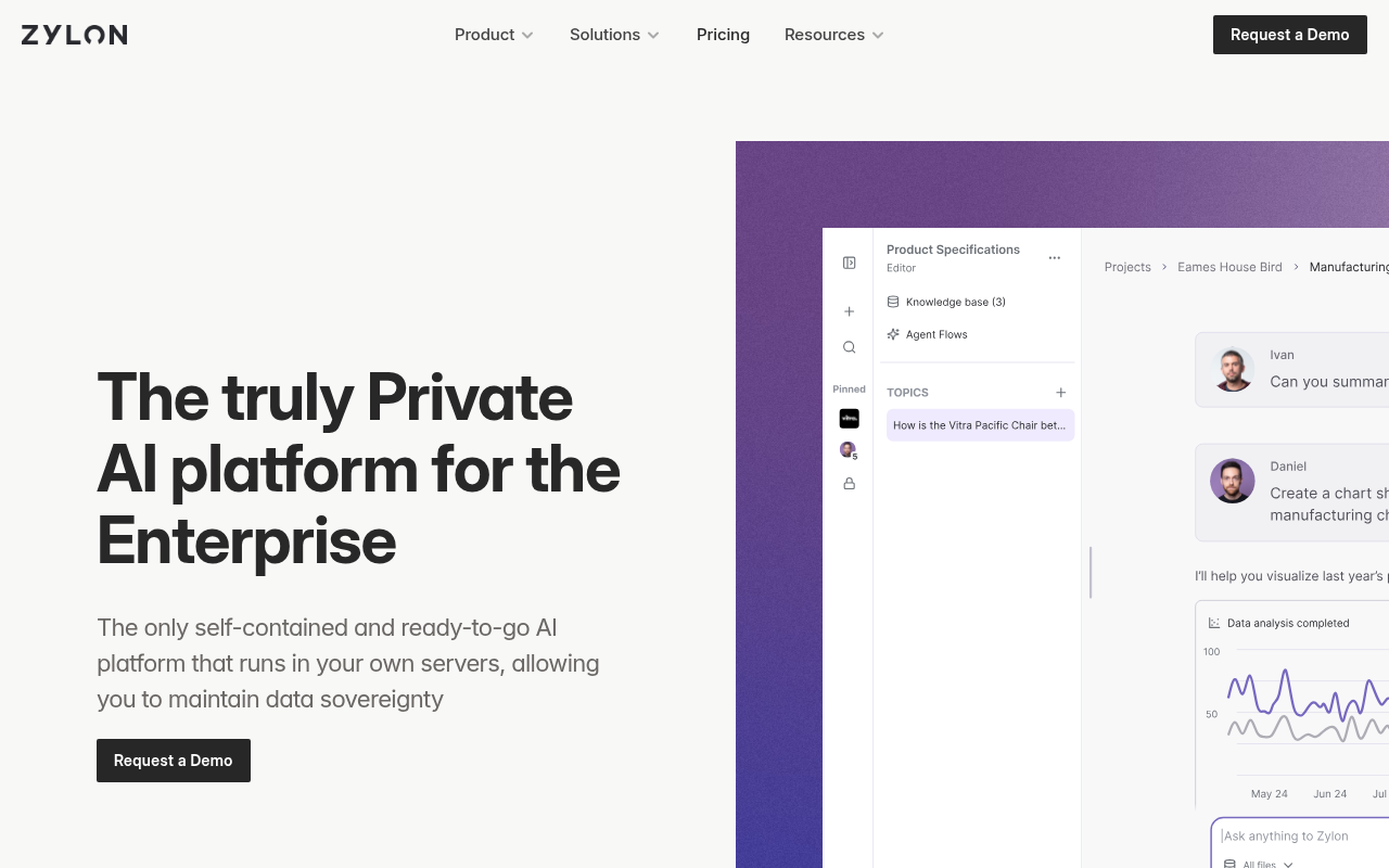 Screenshot of Zylon AI Review: Secure, On-Premise AI for Enterprises