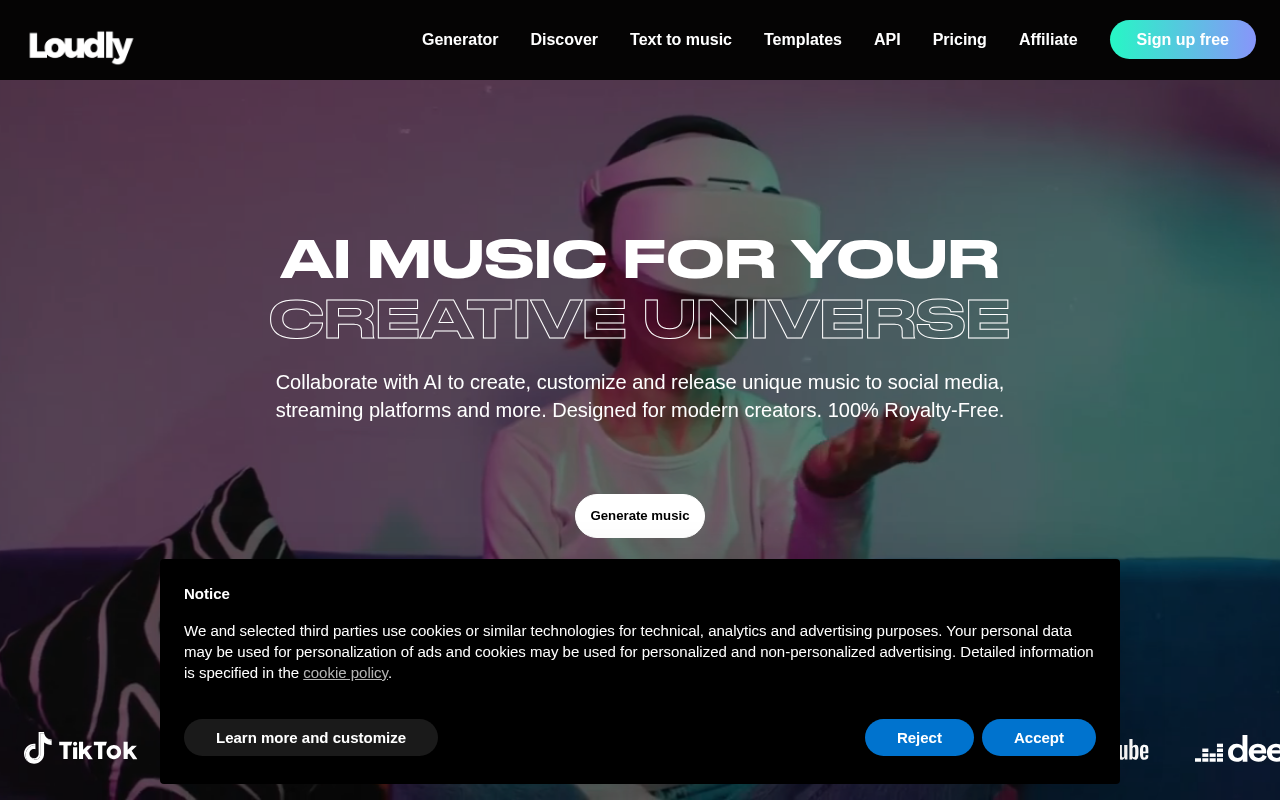 Screenshot of Loudly: Unleash Your Musical Creativity with AI