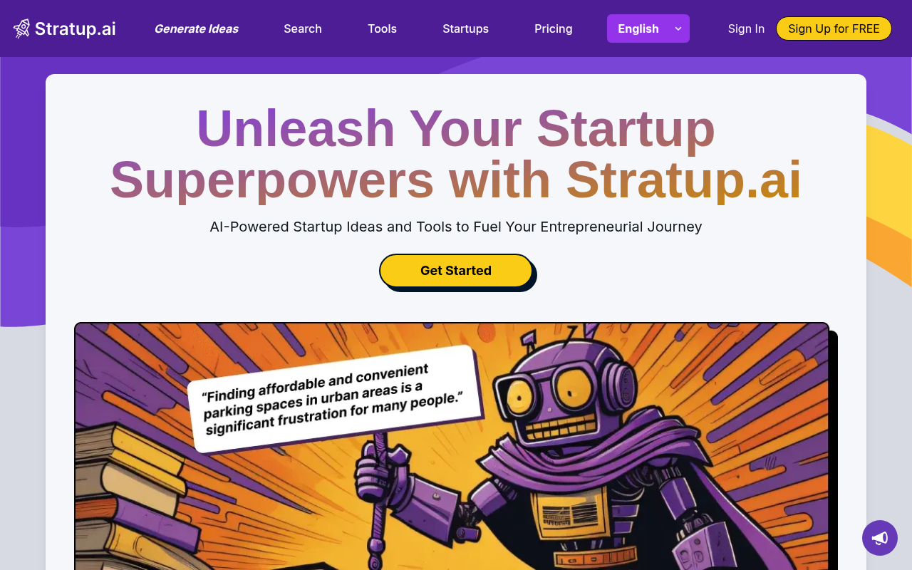 Screenshot of Stratup.ai Review: Generate Startup Ideas with AI