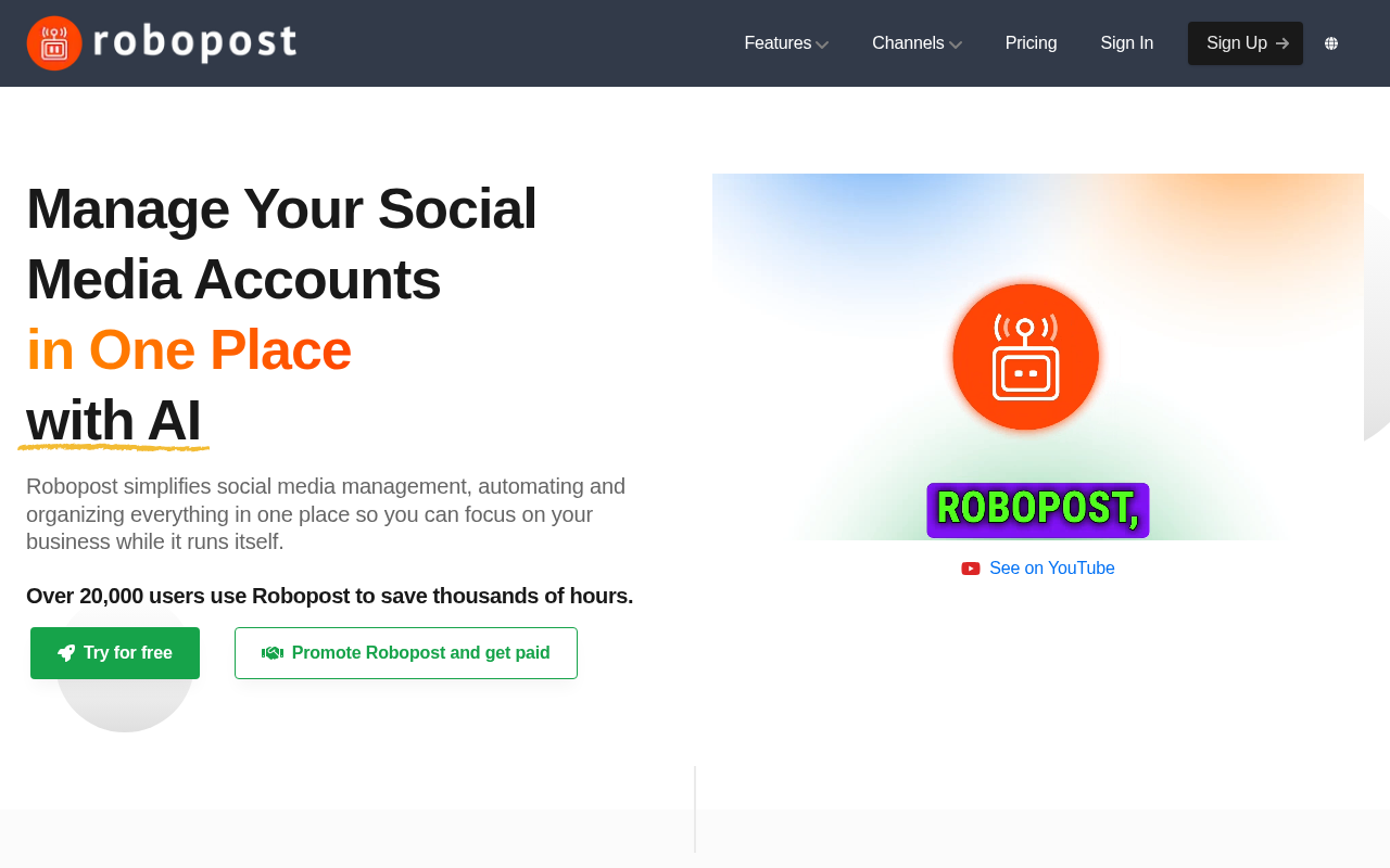 Screenshot of Robopost Review: AI-Powered Social Media Automation